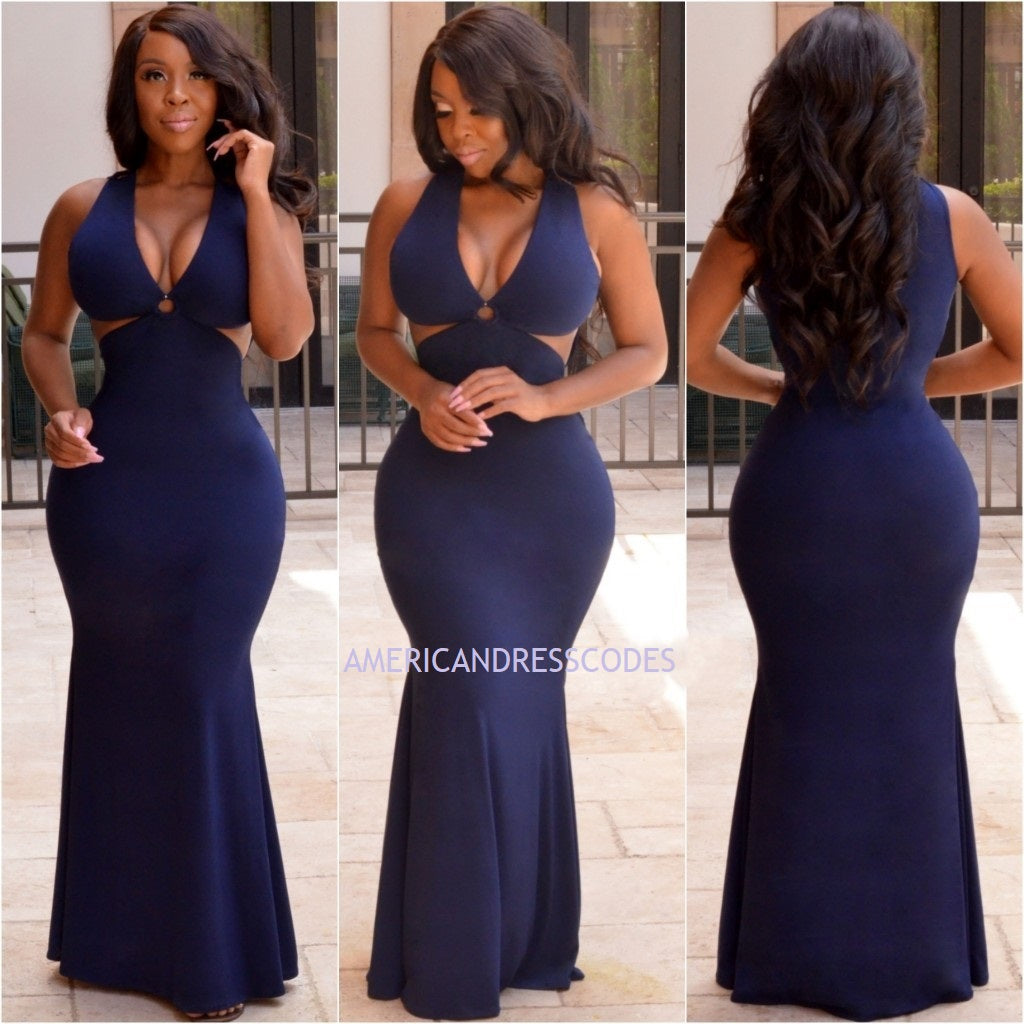 Dark blue sexy dress best sale