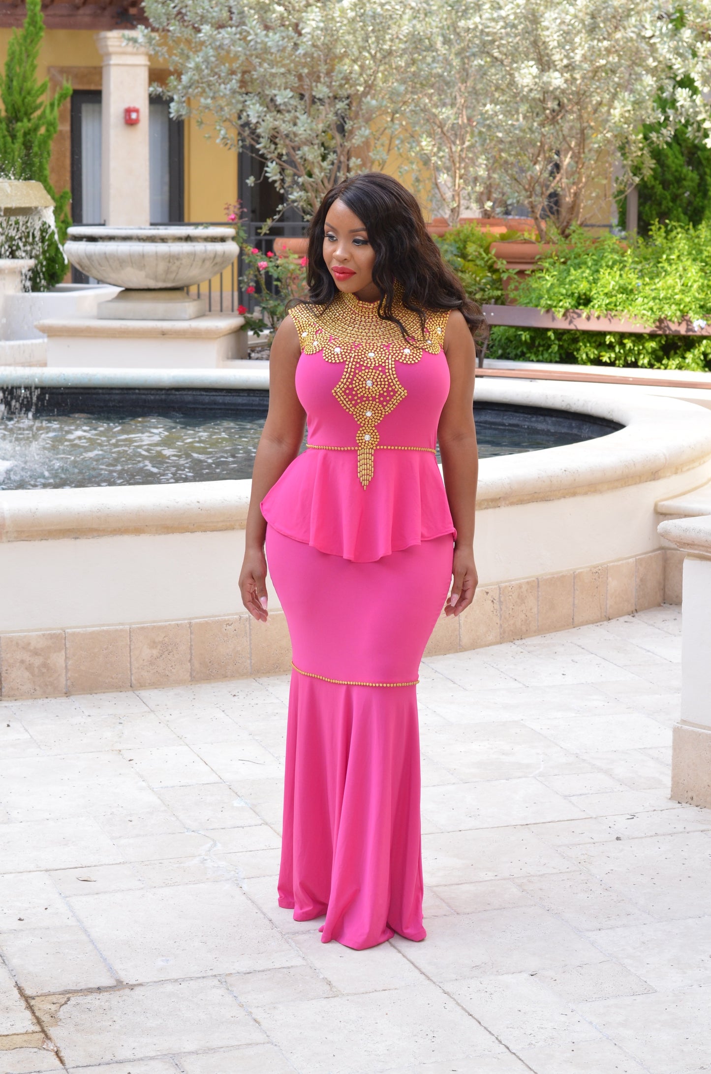 Trysta peplum dress (fuchsia)