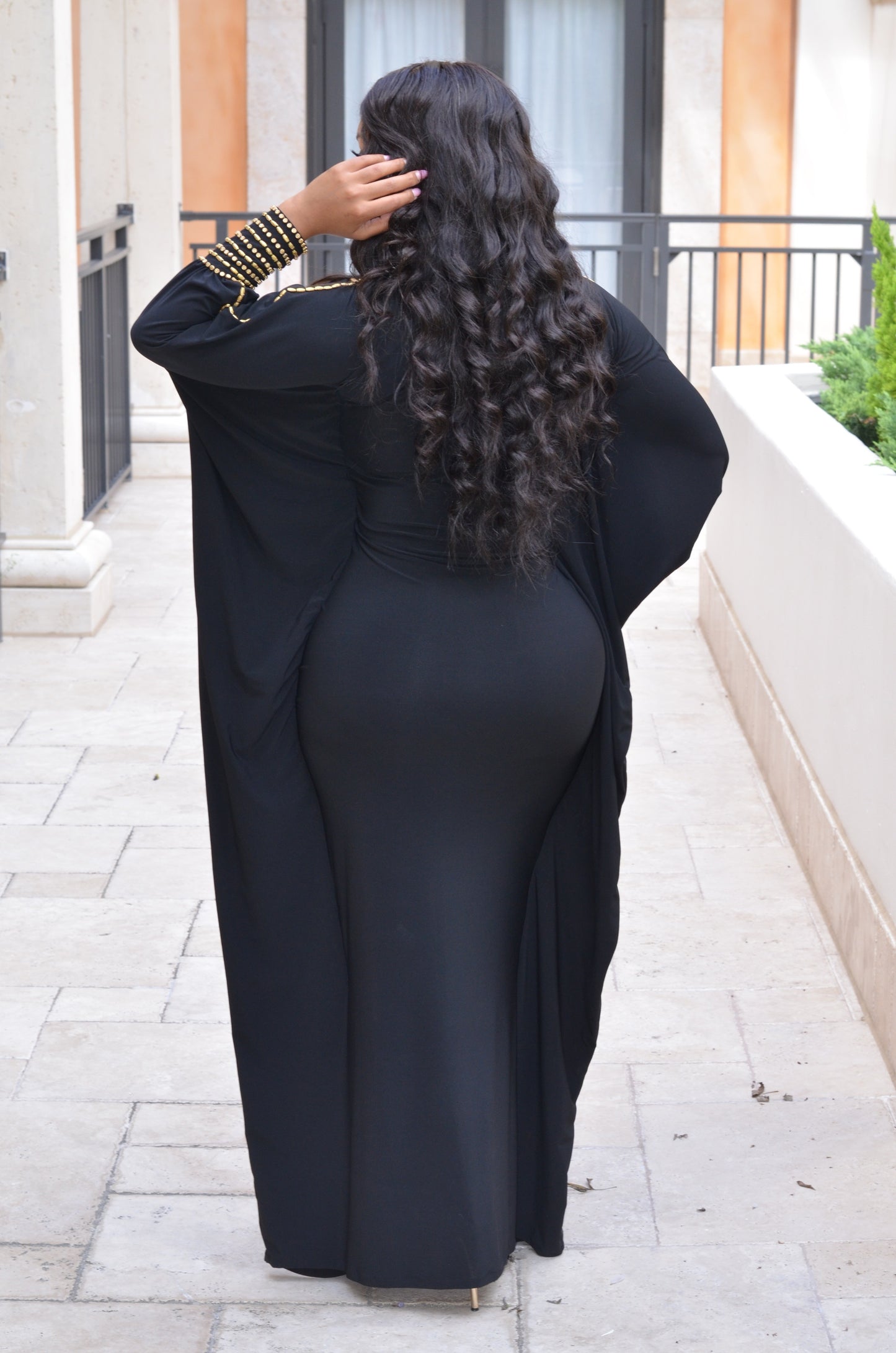 Royal yumma kaftan (black with gold beads)