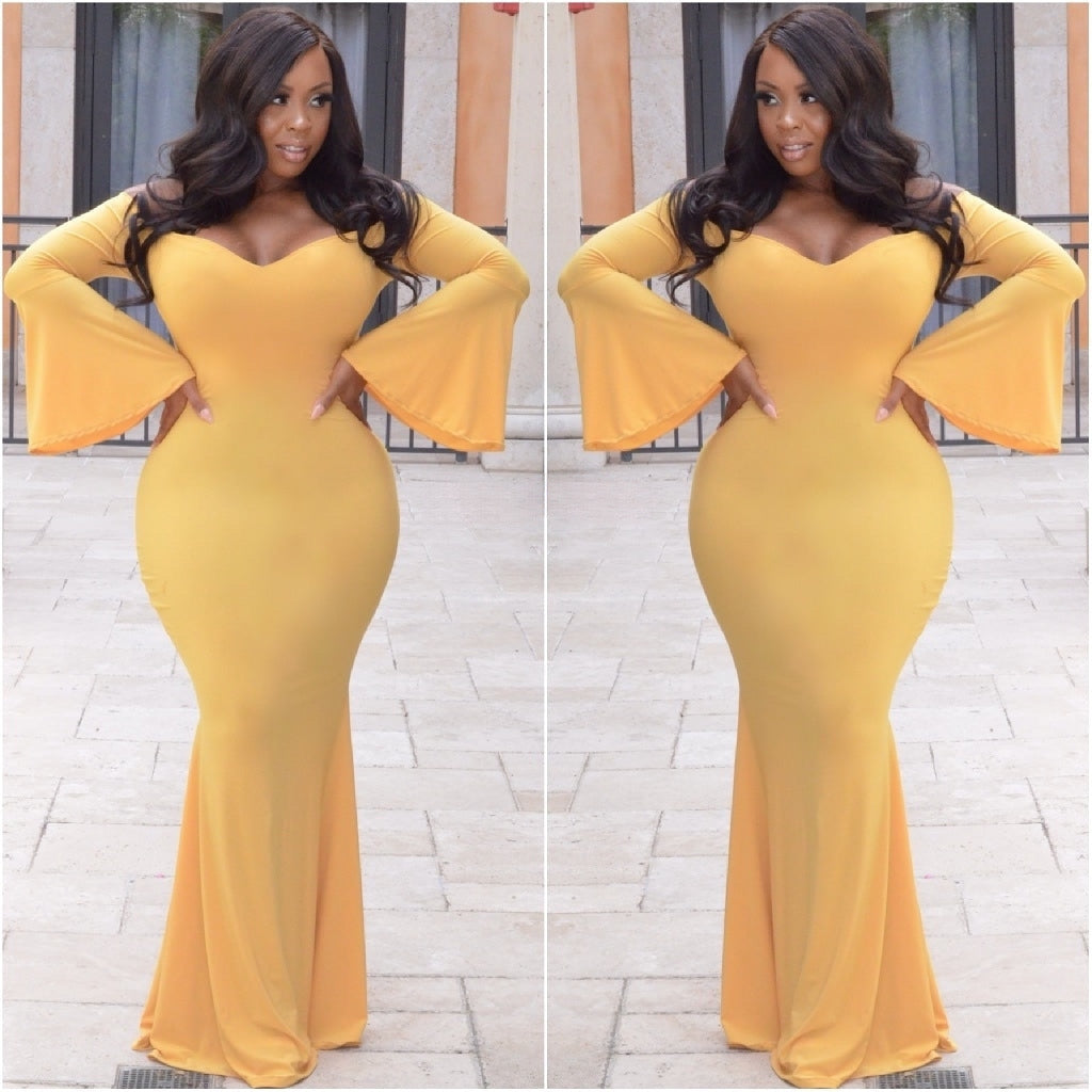 Joanna Dress ( Mustard Yellow )