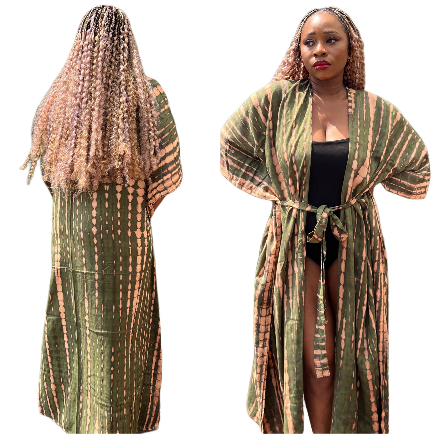 Long kimono soft rayon Laguusa2 ( Green emerald )