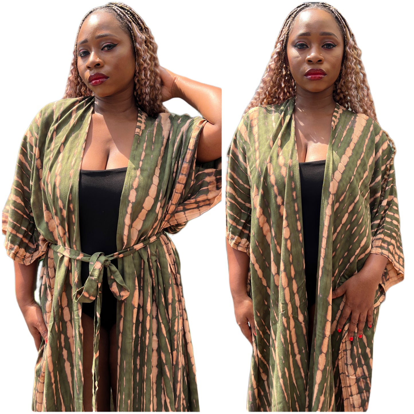 Long kimono soft rayon Laguusa2 ( Green emerald )