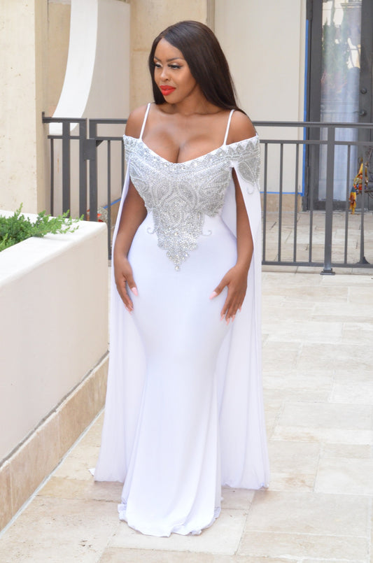 Royal alessandria wedding dress (white with silver swarovski beads)