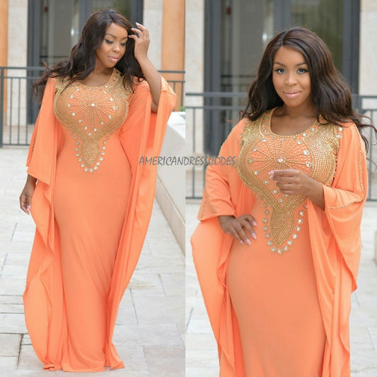 Ayanna Kaftan Dress (Orange)