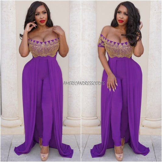 Carla cape jumpsuit (Bright Purple)