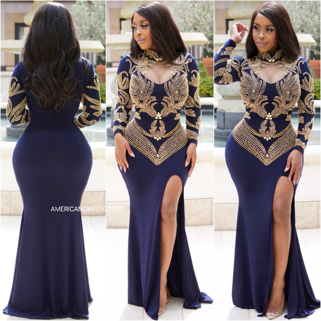 Elijah Royal Dress ( Navy blue )