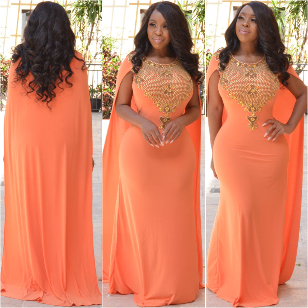 Bahamas Cape Dress ( Orange color )