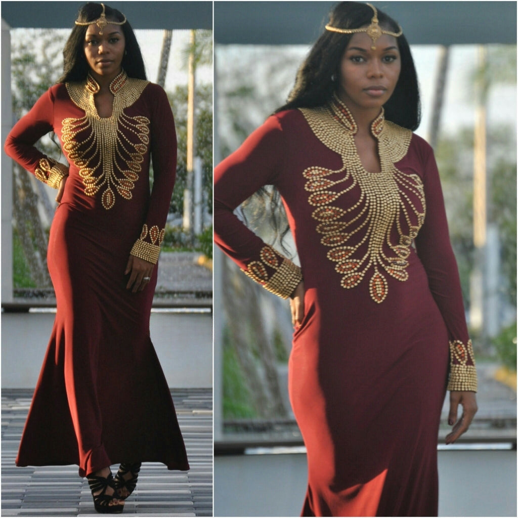 Brenda Kaftan Dress ( Wine color )