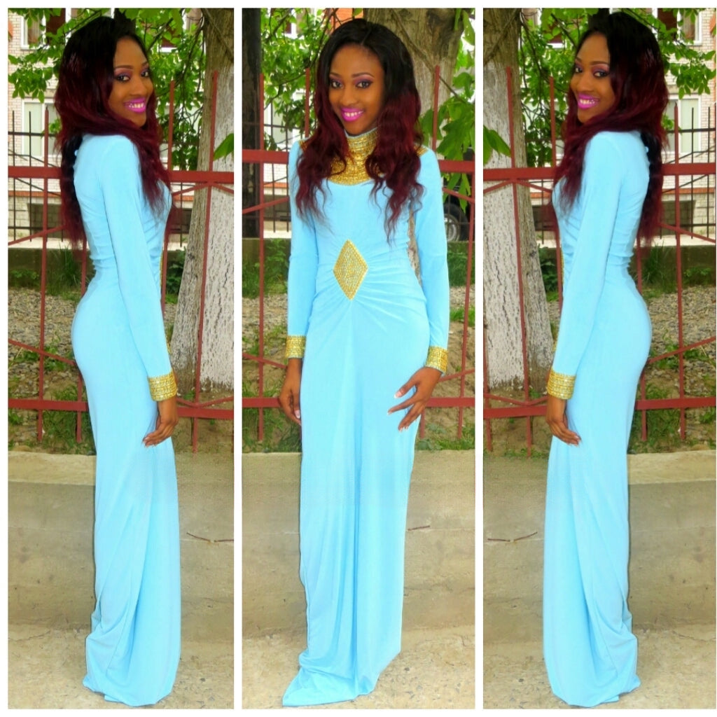 Cassandra kaftan without slit ( MINT  colour )