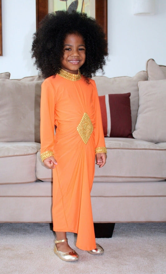 Cassandra kids kaftan ( ORANGE )