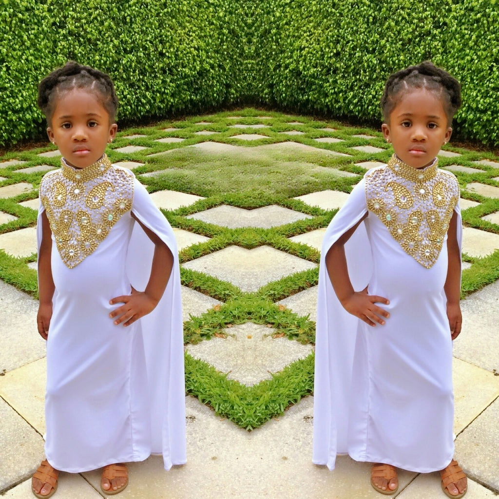 Cassey Cape Kids Kaftan ( White colour )