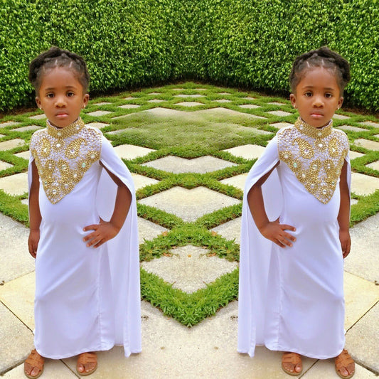 Cassey Cape Kids Kaftan ( White colour )