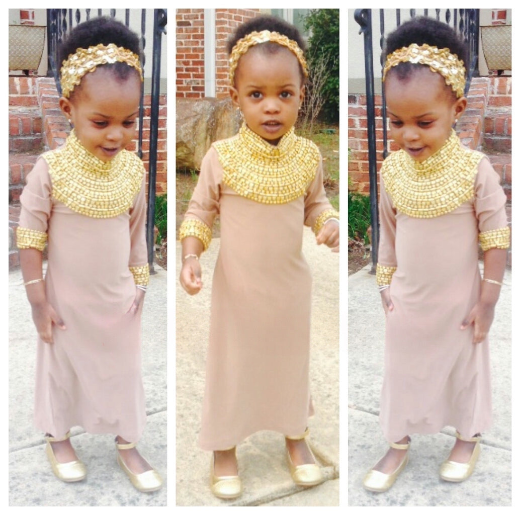 Egyptian Rihanna kaftan kids ( gold colour )