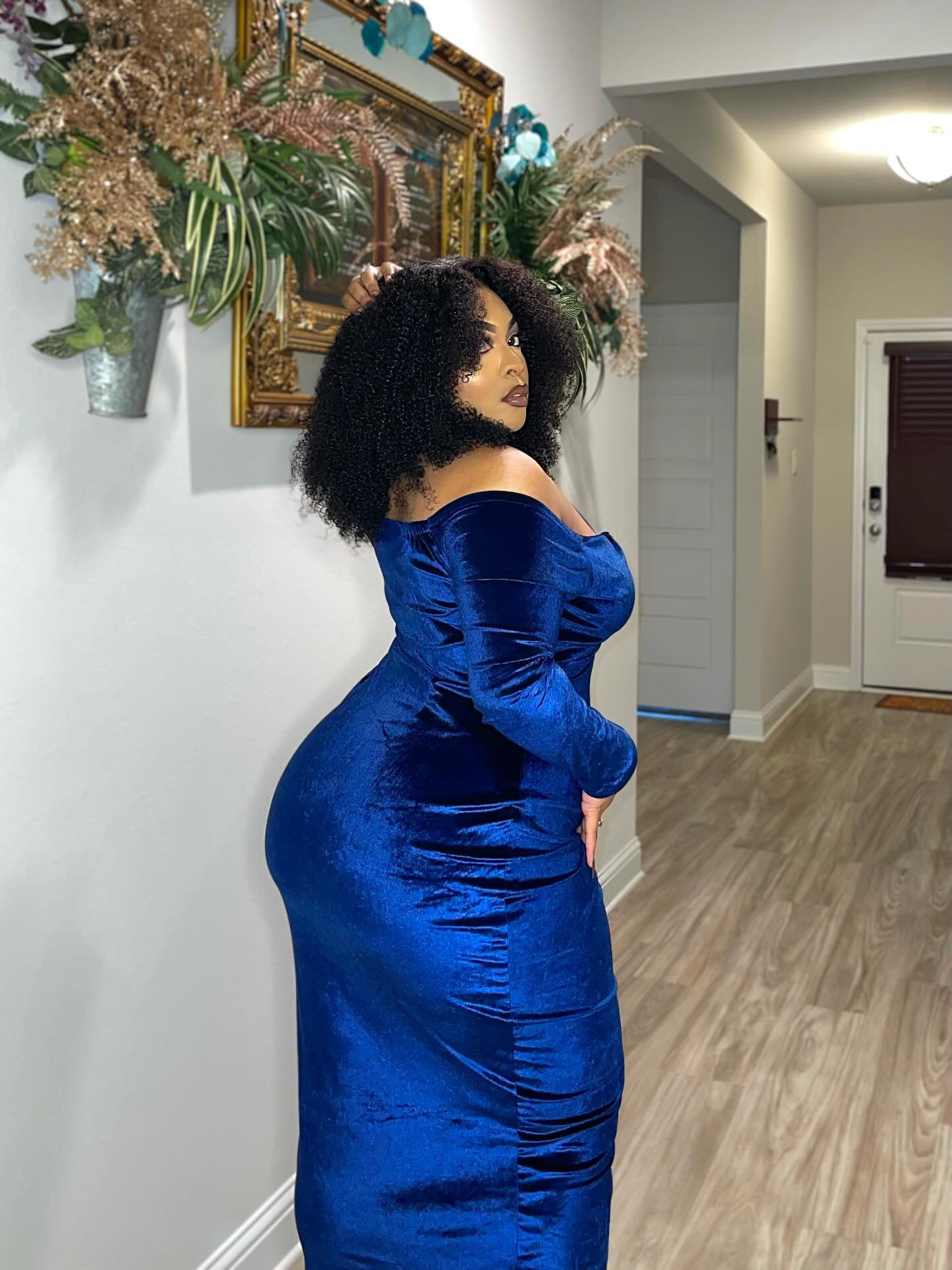 Lavish Velvet Dress ( Navy blue )