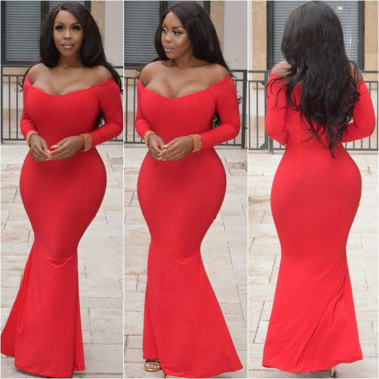 Helen off shoulder dress ( RED )