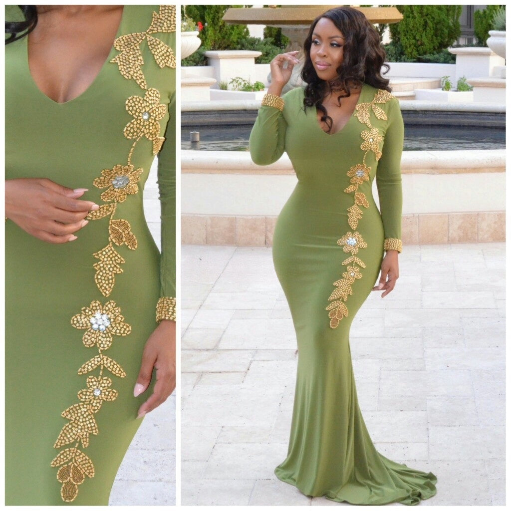 Karina Dress ( Leaves green )