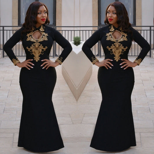 Katarina Dress ( Black with GOLD Beads )